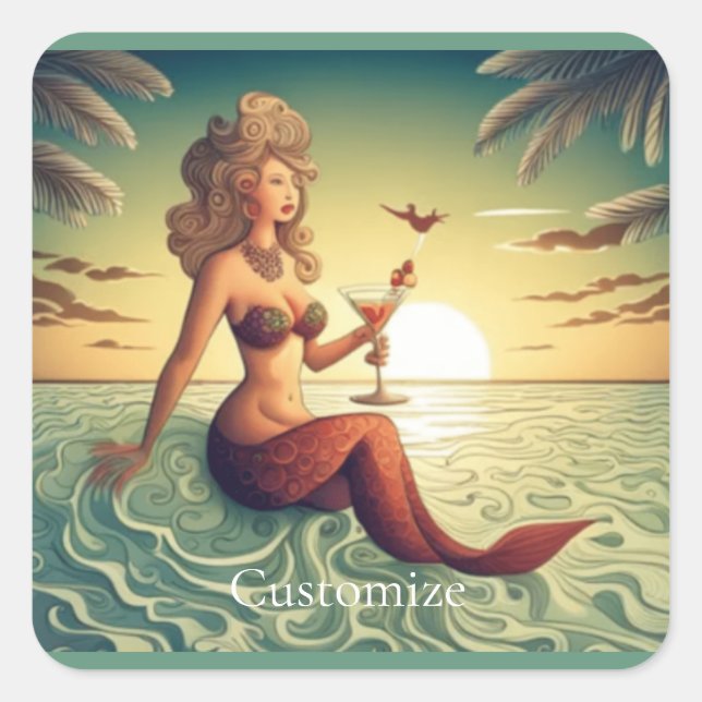 Sticker Carré Martini Classy Mermaid Thunder_Cove (Devant)
