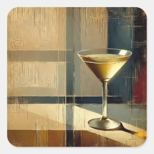 Sticker Carré Martini Moderne du Milieu de Siècle dans un Rayon