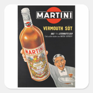 Sticker Carré Martini - Vino Vermouth Vintage