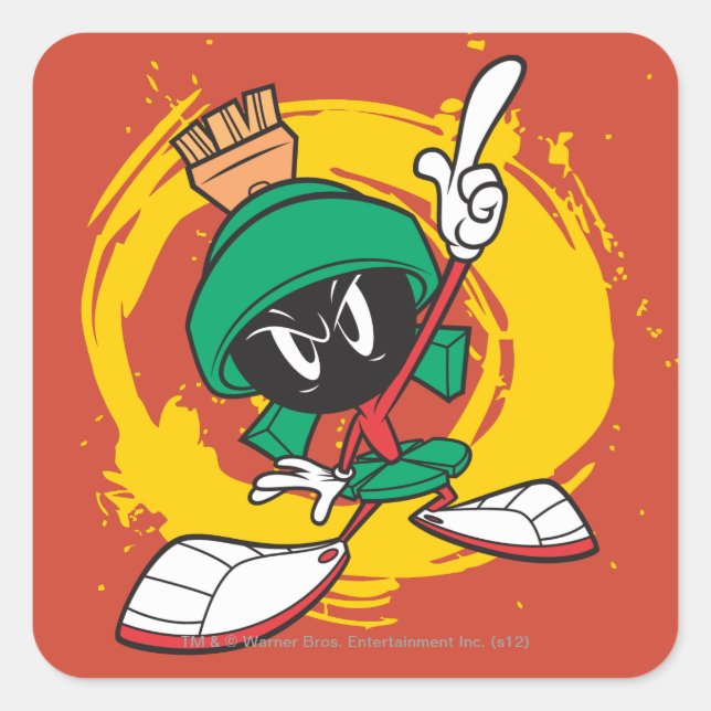 Sticker Carré MARVIN MARTIAN™ Pointeur vers le haut (Devant)