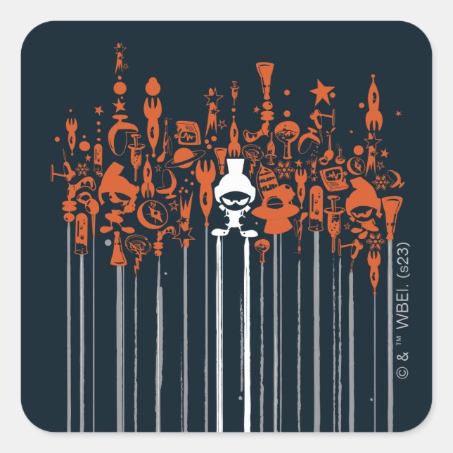 Sticker Carré MARVIN THE MARTIAN™ Armes de destruction massive (Devant)