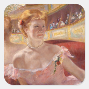 Sticker Carré Mary Cassatt - Femme avec collier de perle dans un