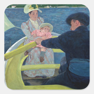 Sticker Carré Mary Cassatt - La Partie en barque