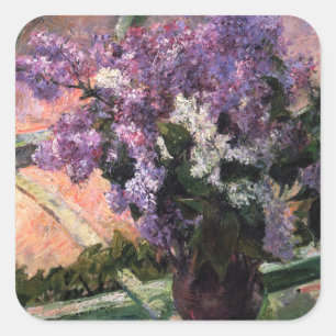 Sticker Carré Mary Cassatt - Lilacs dans une fenêtre