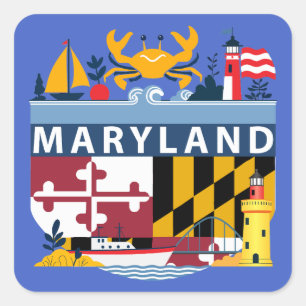 Sticker Carré Maryland, États-Unis d'Amérique