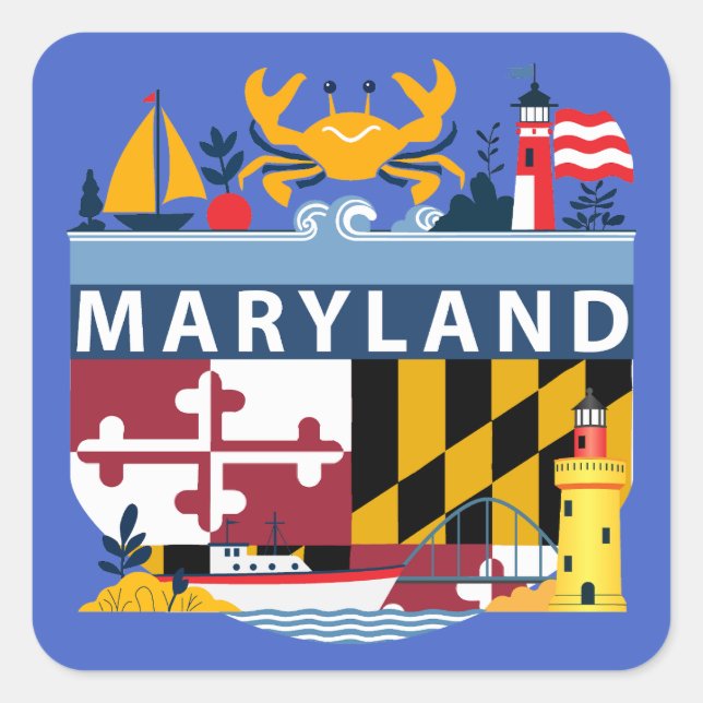 Sticker Carré Maryland, États-Unis d'Amérique (Devant)