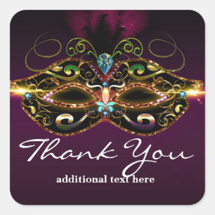 Sticker Carré Mascarade violet Mascarade Masque élégant Parti Fa