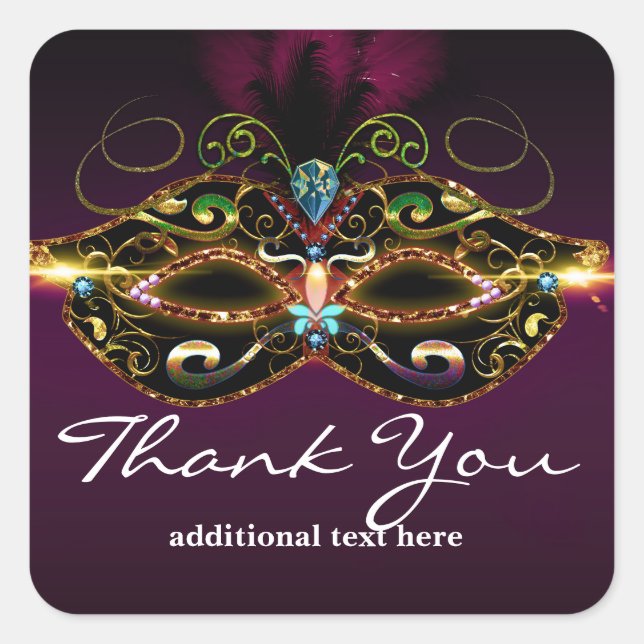 Sticker Carré Mascarade violet Mascarade Masque élégant Parti Fa (Devant)