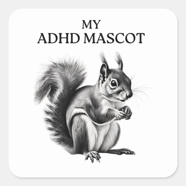 Sticker Carré Mascotte ADHD (Devant)
