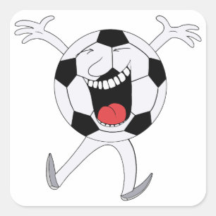 Sticker Carré Mascotte Balle de Football qui Rit