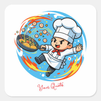 Sticker Carré Mascotte de chef drôle