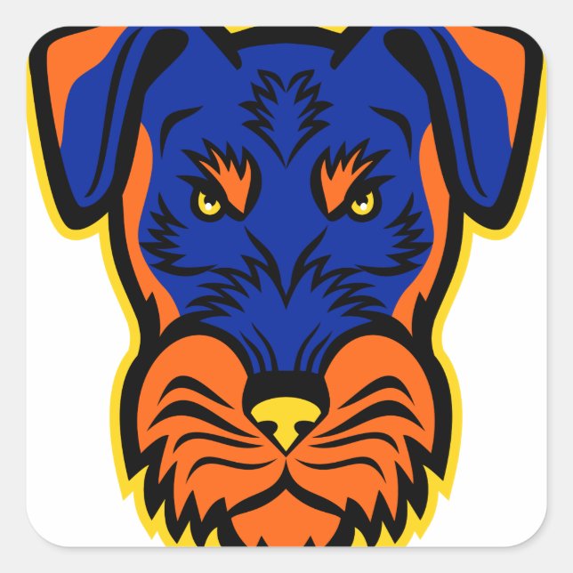 Sticker Carré Mascotte frontale Jagdterrier (Devant)
