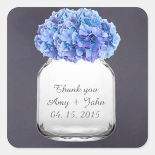 Sticker Carré Mason jar hydrangea mariage faveurs hydrangea7