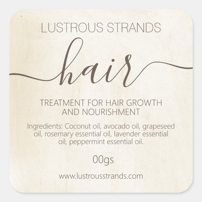 Sticker Carré Masque artisanal pour le traitement des cheveux pe (Devant)