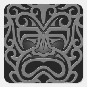 Sticker Carré Masque aztèque foncé