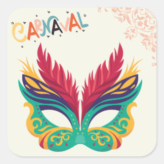 Sticker Carré Masque de Carnaval Coloré – Création festive de Ma
