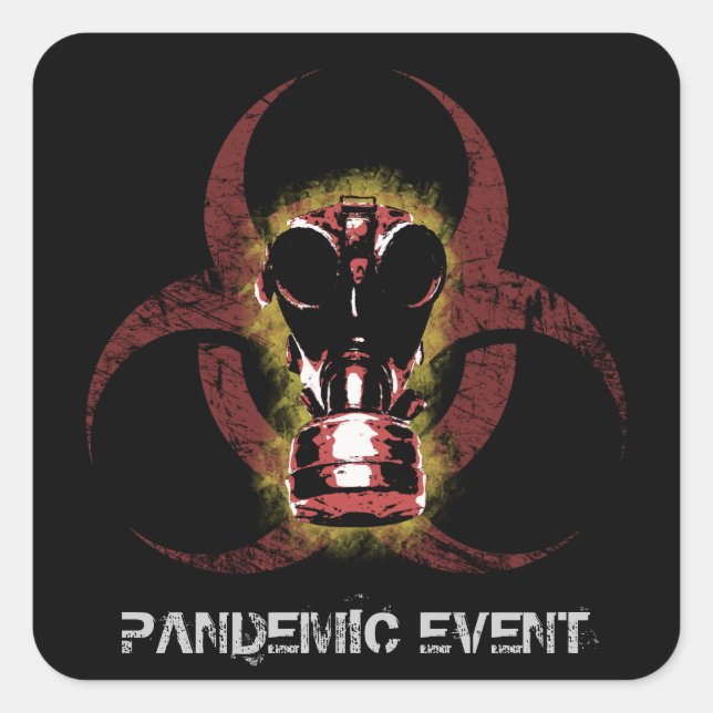 Sticker Carré Masque de gaz biodangereux personnalisable (Devant)