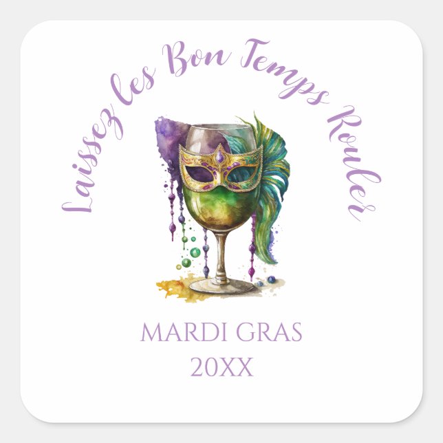 Sticker Carré Masque de Mardi Gras blanc (Devant)