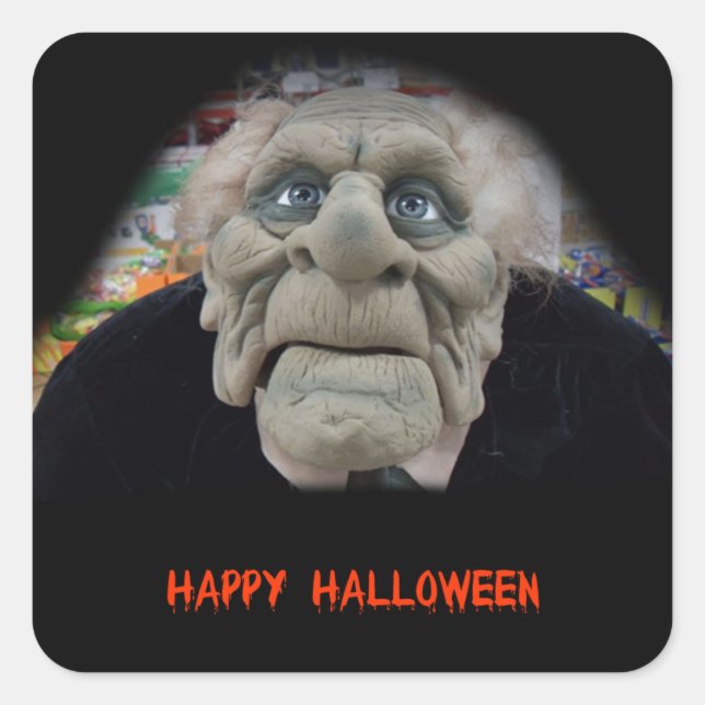 Sticker Carré Masque de vieil homme en Arrière - plan noir (Devant)