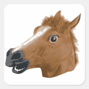 Sticker Carré Masque déplaisant de tête de cheval