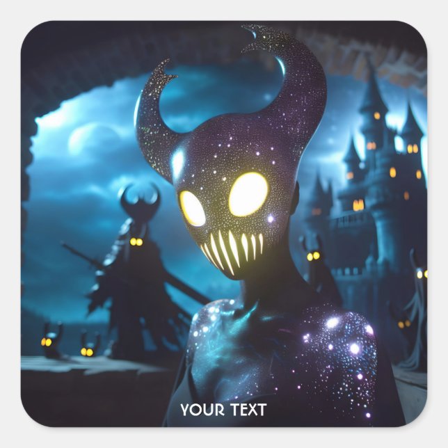 Sticker Carré Masque d'Imaginaire jaune mignon (Devant)