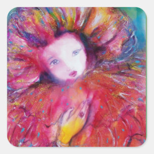 STICKER CARRÉ MASQUE EN ROUGE