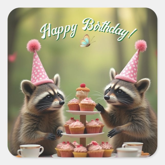 Sticker Carré Masqué et joyeux anniversaire ! (Devant)