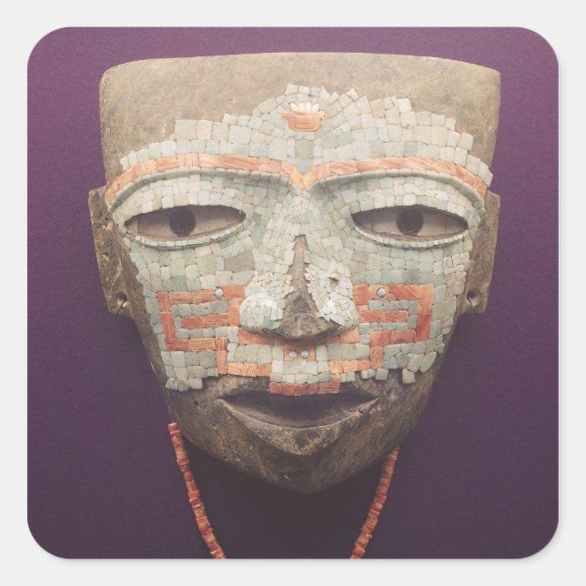 Sticker Carré Masque funéraire de Teotihuacan (Devant)