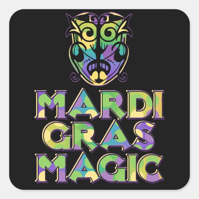 Sticker Carré Masque magique Mardi Gras (Devant)