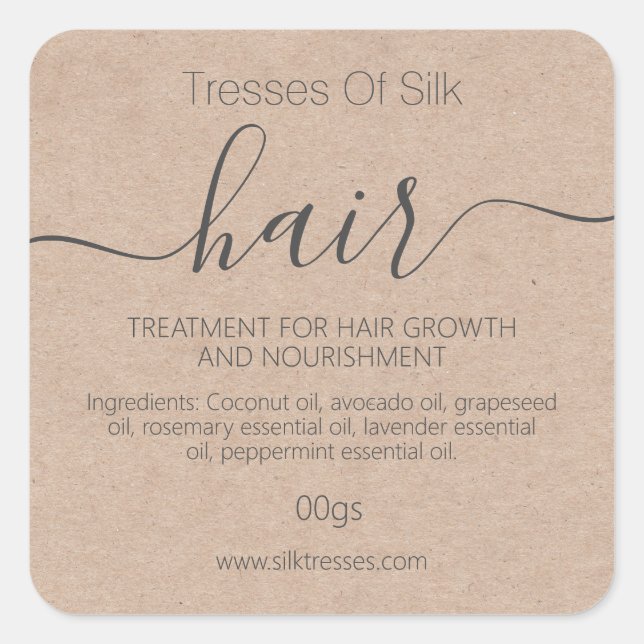 Sticker Carré Masque manuel pour le traitement des cheveux Kraft (Devant)