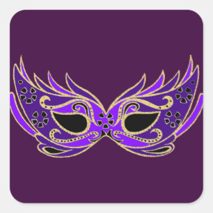 Sticker Carré Masque masqué royal violet