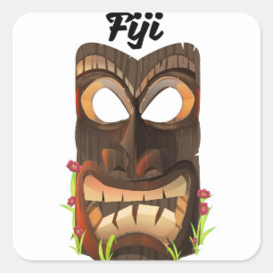 Sticker Carré Masque sculpté des Fidji