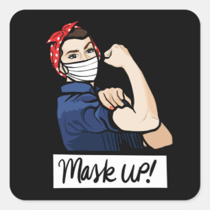 Sticker Carré Masque UP Rosie le Riveter