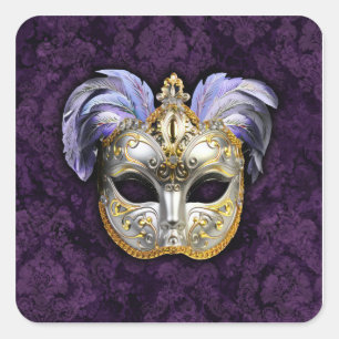 Sticker Carré Masque Vénitien Orné