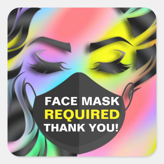 Sticker Carré Masque Visage Couverture Requise Cosmetologue Arc- (Devant)