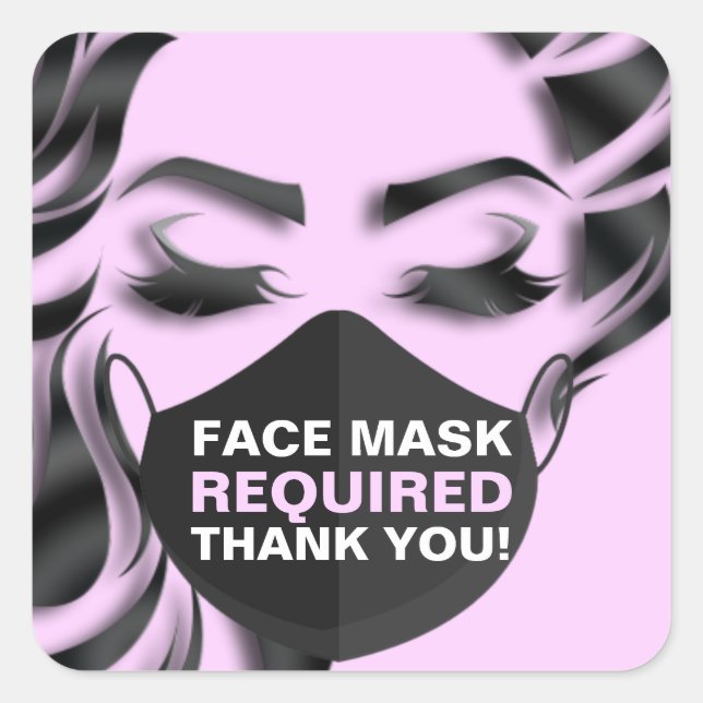 Sticker Carré Masque Visage Couvrant Les Poils Requis Clignotant (Devant)