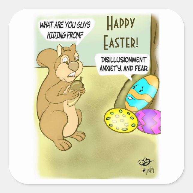 Sticker Carré Masquer les oeufs de Pâques (Devant)