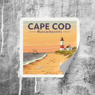 Sticker Carré Massachusetts de Cape Cod vintage