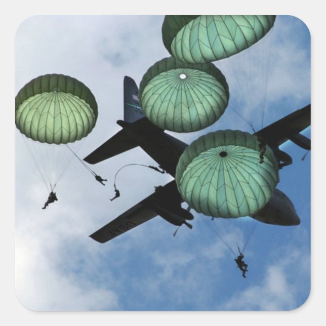 Sticker Carré Massachusetts, Parachutes, U.S Army (Devant)
