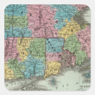 Sticker Carré Massachusetts Rhode Island Et Connecticut