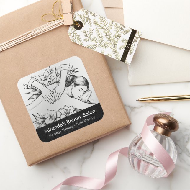 Sticker Carré Massage Thérapie Guérison Mains Énergie Spa Bien-ê (Cadeaux)