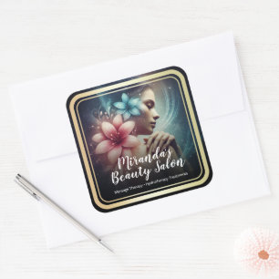 Sticker Carré Massage Thérapie Guérison Mains Énergie Spa Bien-ê