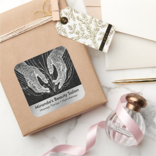 Sticker Carré Massage Thérapie Guérison Mains Énergie Spa Bien-ê