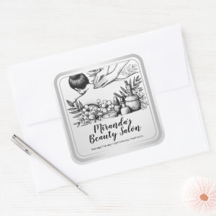 Sticker Carré Massage Thérapie Guérison Mains Énergie Spa Bien-ê