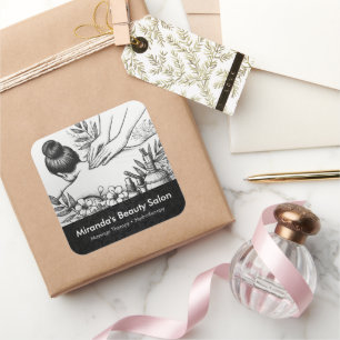 Sticker Carré Massage Thérapie Guérison Mains Énergie Spa Bien-ê