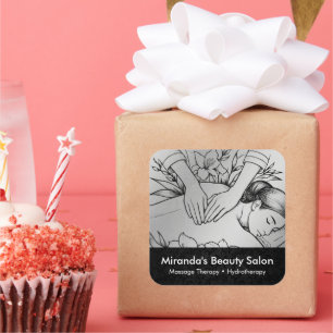 Sticker Carré Massage Thérapie Guérison Mains Énergie Spa Bien-ê