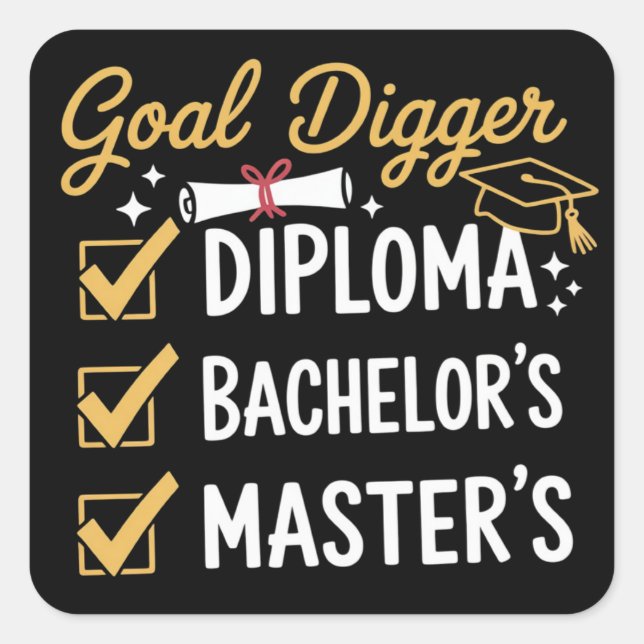 Sticker Carré Masters Graduation Goal Digger Mastered It Class  (Devant)