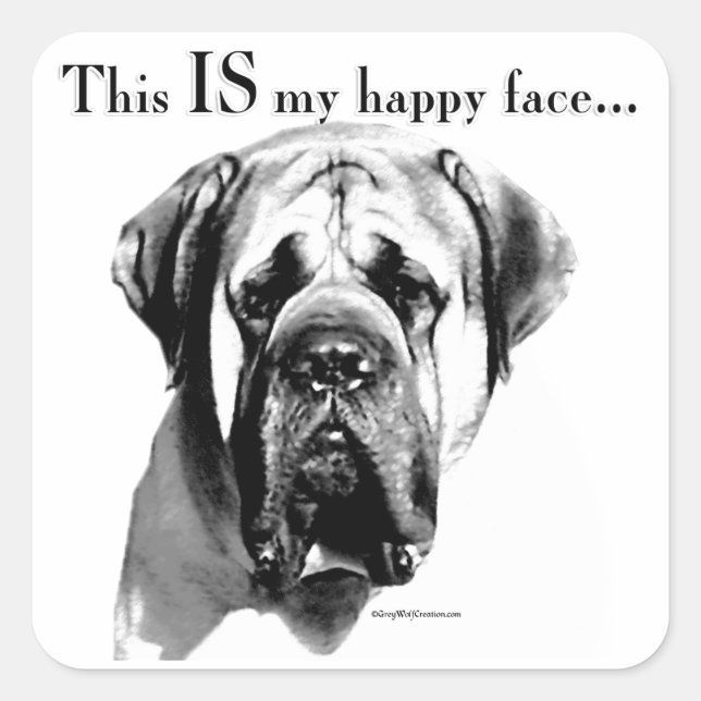 Sticker Carré Mastiff Joyeux visage (Devant)