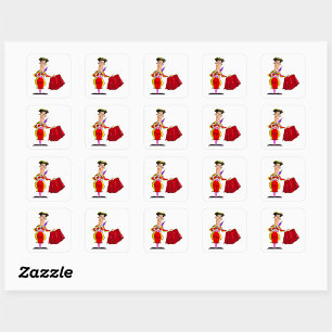 Sticker Carré Matador au Cape Rouge Torero Espagnol