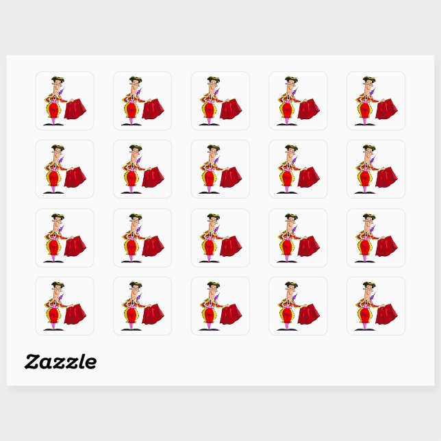 Sticker Carré Matador au Cape Rouge Torero Espagnol (Créateur téléchargé)